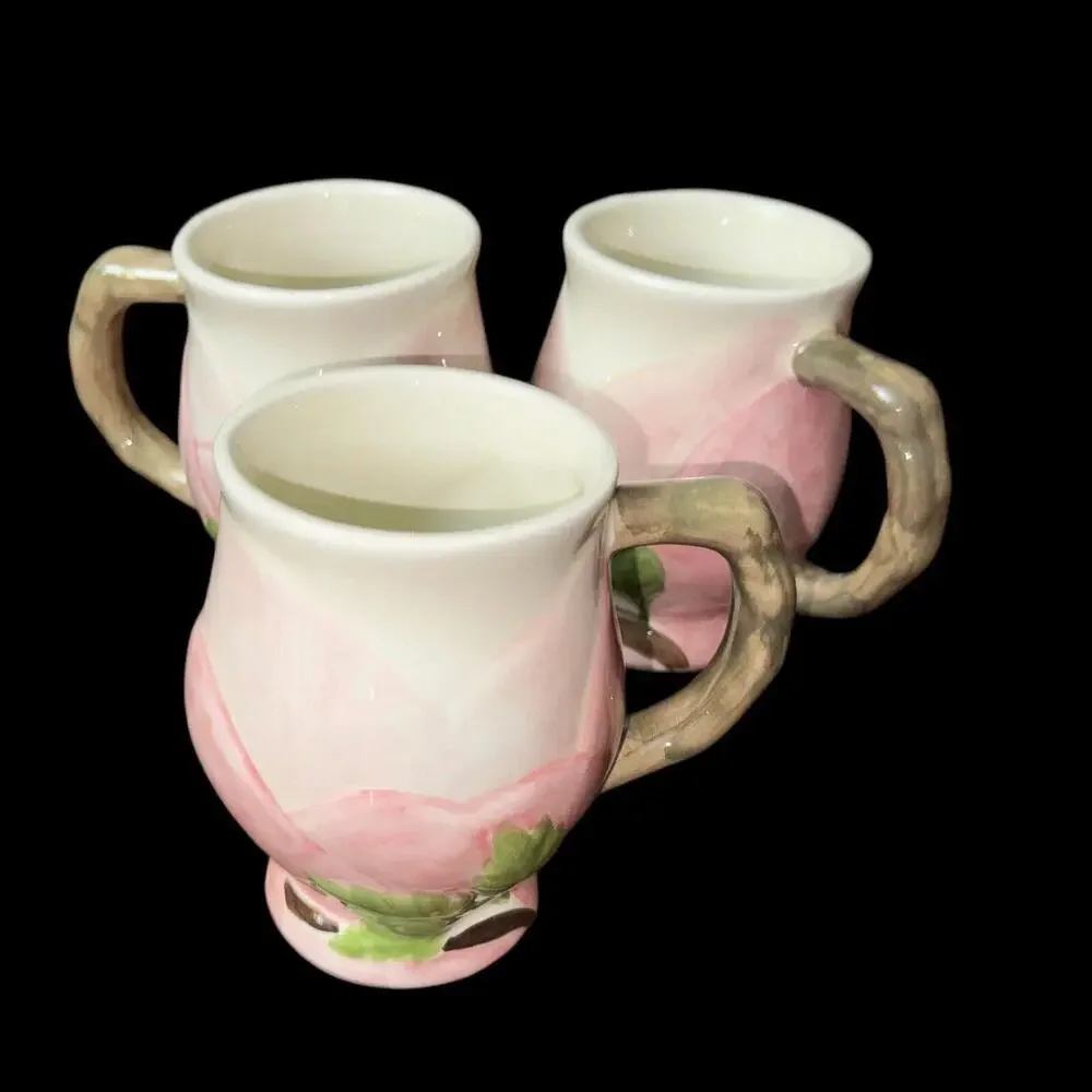 Vintage Franciscan Made in Portugal DESERT ROSE Three (3) Sculpted Mugs - Picture 3 of 5